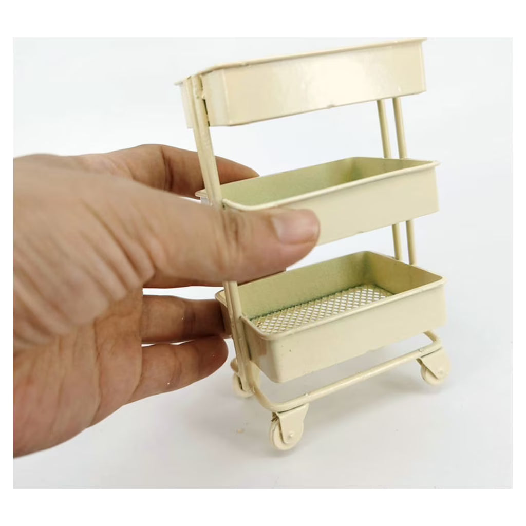 SDFGTstore 3 Tiers Mini Trolley Storage Rack Collection Accessories Miniature Storage Cart